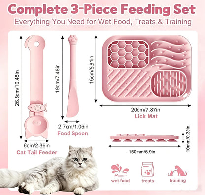 3-Piece Slow Feeder Cat Bowl Set with Strong Suction Cups