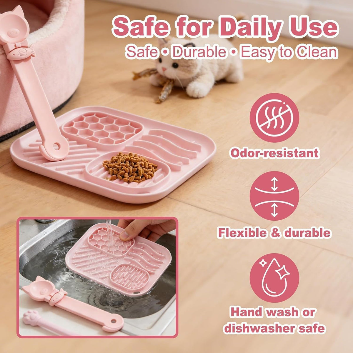 3-Piece Slow Feeder Cat Bowl Set with Strong Suction Cups