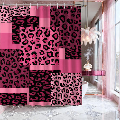 Hot Pink Leopard Shower Curtain, 72x72 in, Dark Pink