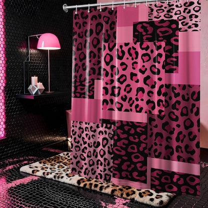 Hot Pink Leopard Shower Curtain, 72x72 in, Dark Pink