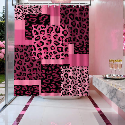 Hot Pink Leopard Shower Curtain, 72x72 in, Dark Pink