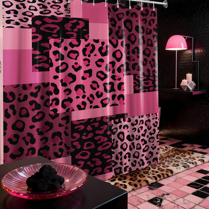 Hot Pink Leopard Shower Curtain, 72x72 in, Dark Pink
