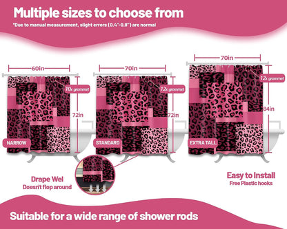 Hot Pink Leopard Shower Curtain, 72x72 in, Dark Pink