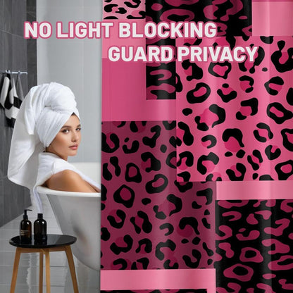 Hot Pink Leopard Shower Curtain, 72x72 in, Dark Pink