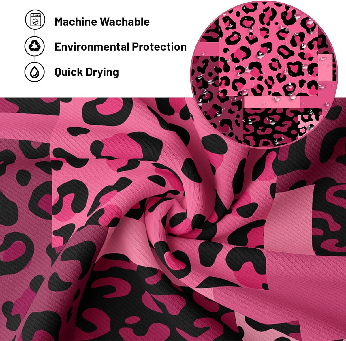 Hot Pink Leopard Shower Curtain, 72x72 in, Dark Pink