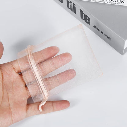 HRX Package 100pcs Little Organza Bags 3 x 4 inch, Blush Peach Mesh Bags Drawstring Pouches for Jewelry Bracelets Candy Party Favor Small Gift