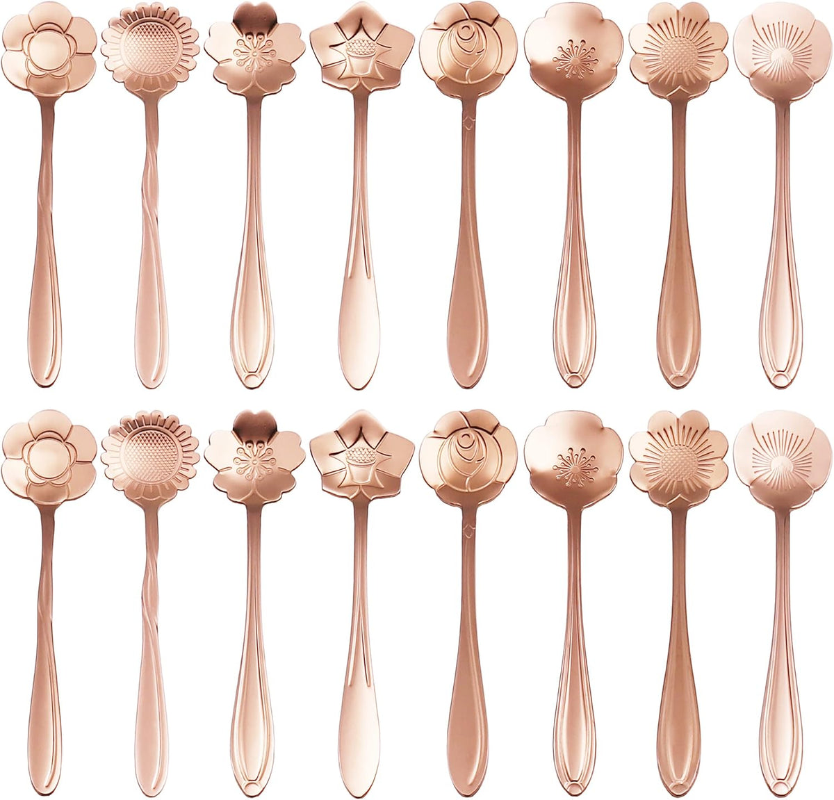 16 Pieces Flower Spoon Coffee Teaspoon Set, Stainless Steel Coffee Tea Spoons Dessert Scoop for Stirring Drink Mixing Milkshake Jam