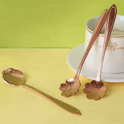 16 Pieces Flower Spoon Coffee Teaspoon Set, Stainless Steel Coffee Tea Spoons Dessert Scoop for Stirring Drink Mixing Milkshake Jam