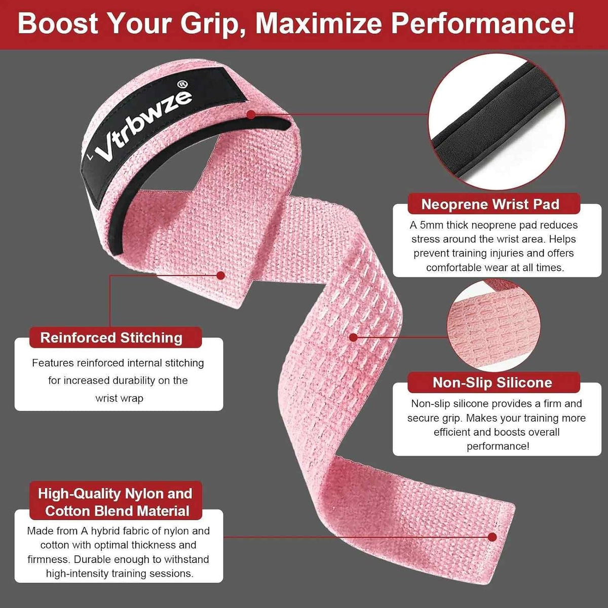 Gym Lifting Straps for Weightlifting & Deadlift - Non-Slip Silicone Grip, Padded Wrist Support for Bodybuilding, Workout & Strength Training, Unisex Design for Men & Women