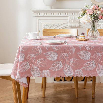 Rectangle Table Cloth Waterproof Heavy Duty Tablecloth, Wipeable Washable Oil-Proof Stain Resistant Tablecloths, Soft Fabric Table Cover for Kitchen Dining Outdoor (Pink, 47 x 63 Inch)
