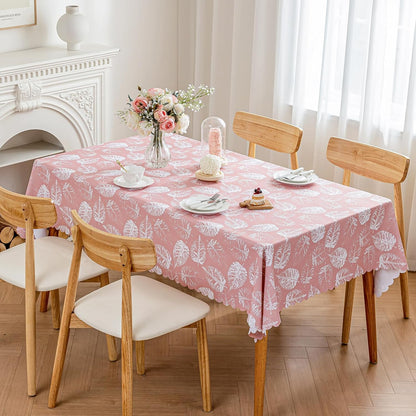 Rectangle Table Cloth Waterproof Heavy Duty Tablecloth, Wipeable Washable Oil-Proof Stain Resistant Tablecloths, Soft Fabric Table Cover for Kitchen Dining Outdoor (Pink, 47 x 63 Inch)