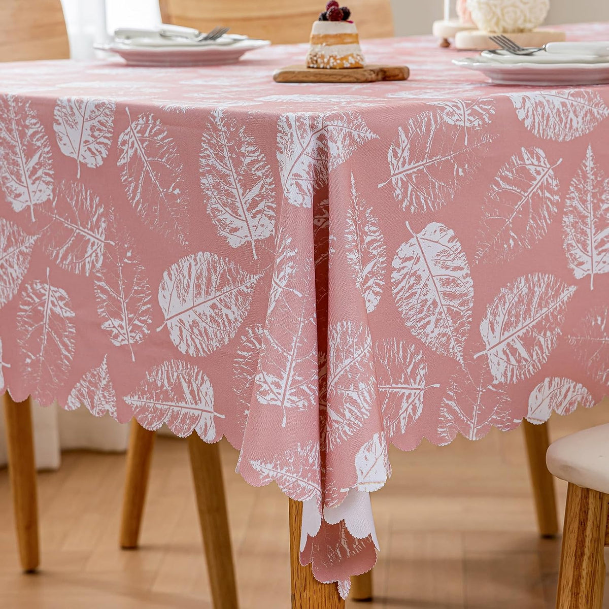 Rectangle Table Cloth Waterproof Heavy Duty Tablecloth, Wipeable Washable Oil-Proof Stain Resistant Tablecloths, Soft Fabric Table Cover for Kitchen Dining Outdoor (Pink, 47 x 63 Inch)