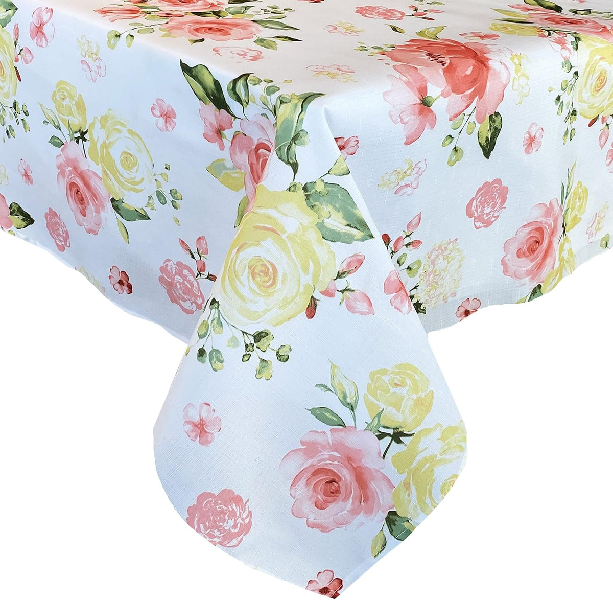 Newbridge Marie Floral Fabric Tablecloth, 52 x 70 Inch Rectangle