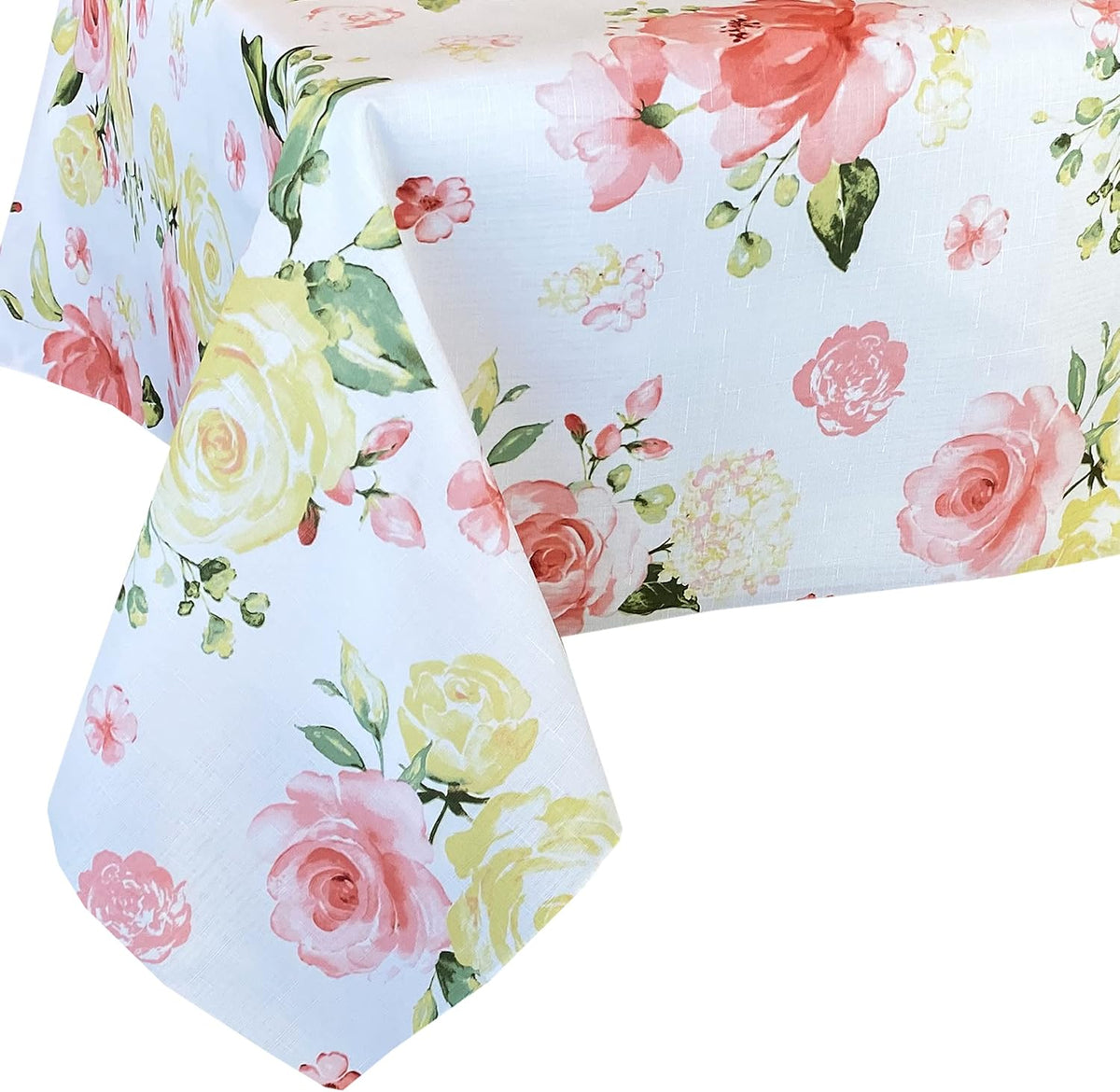 Newbridge Marie Floral Fabric Tablecloth, 52 x 70 Inch Rectangle