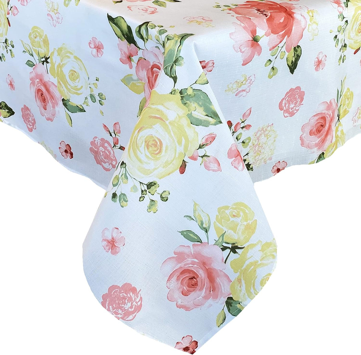 Newbridge Marie Floral Fabric Tablecloth, 52 x 70 Inch Rectangle