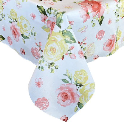 Newbridge Marie Floral Fabric Tablecloth, 52 x 70 Inch Rectangle