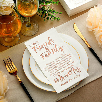 100 Pcs Wedding Napkins Mr & Mrs Dinner Napkins for Reception Disposable Decorative Towels for Wedding Shower Banquet Rehearsal Dinner Decor (Rose Gold)