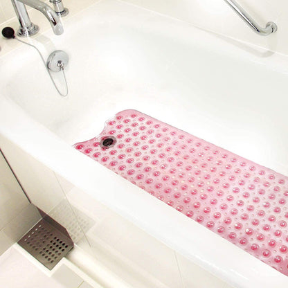 Bath Mat Extra Large No Slip Shower & Bathtub Mat with Suction Cups and Drain Holes for Anti-slip Grip, Machine Washable, Extra Large, 40 x 15.5, Pink