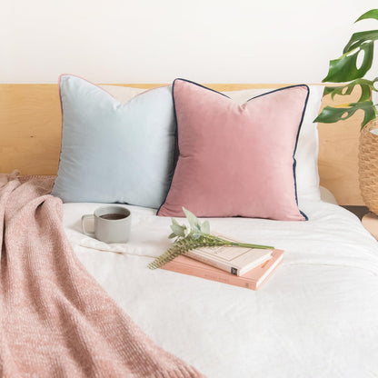 Decorative Throw Pillow Covers Cushion Cases, Set of 2 Soft Velvet Modern Double-Sided Designs, Mix and Match for Home Decor, Pillow Inserts Not Included (18x18 inch, Pink/Blue)