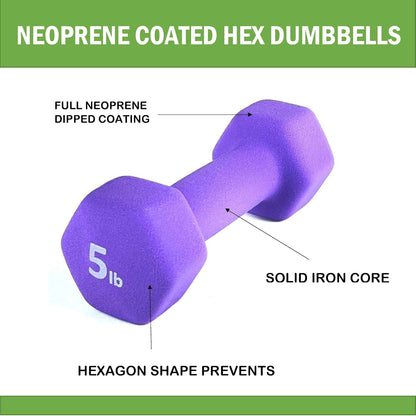 Barbell Neoprene Coated Hex Dumbbell Weights (Hot Pink 3LB, Set of 2)