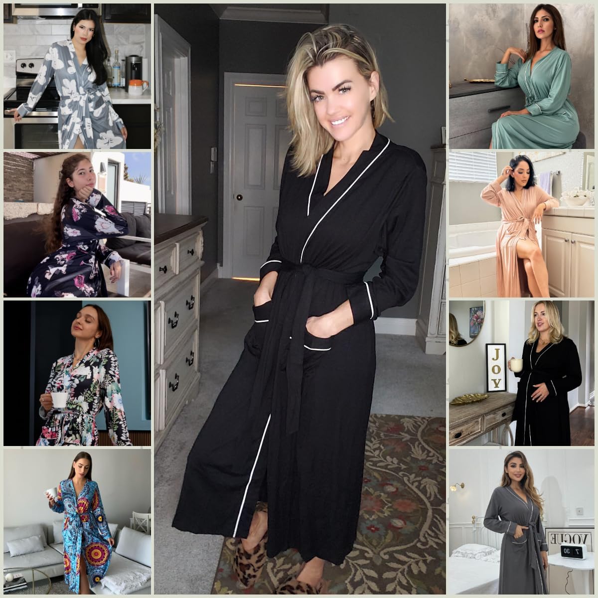 Women Kimono Robes Full Length Knit Bathrobe Lightweight Sleepwear