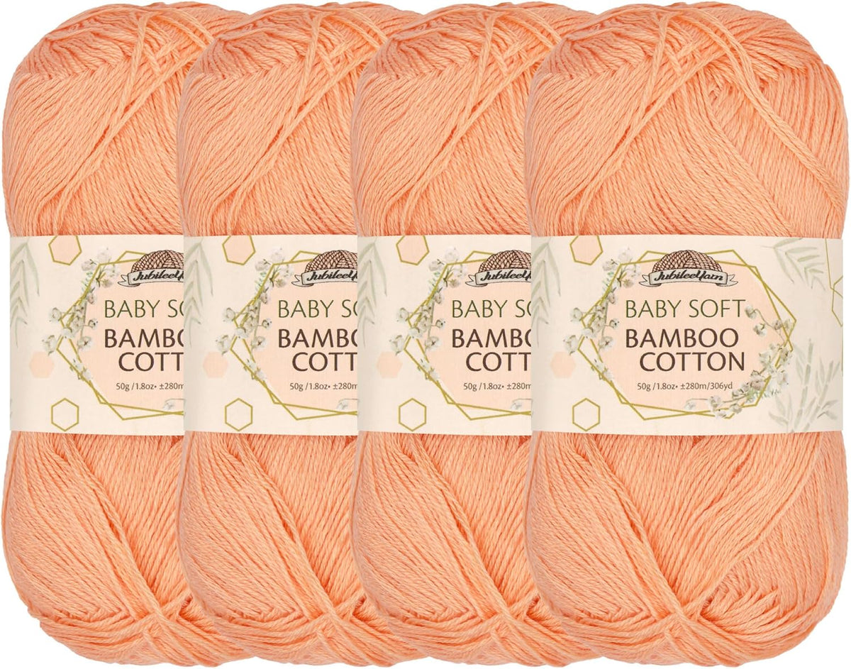 JubileeYarn Baby Soft Bamboo Cotton Yarn - Peach Cobbler - 4 Skeins