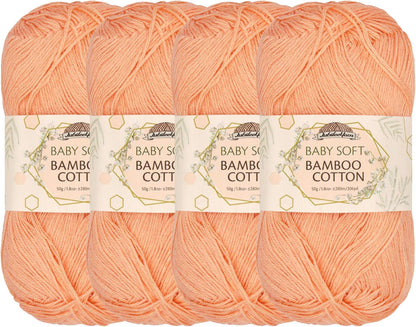JubileeYarn Baby Soft Bamboo Cotton Yarn - Peach Cobbler - 4 Skeins
