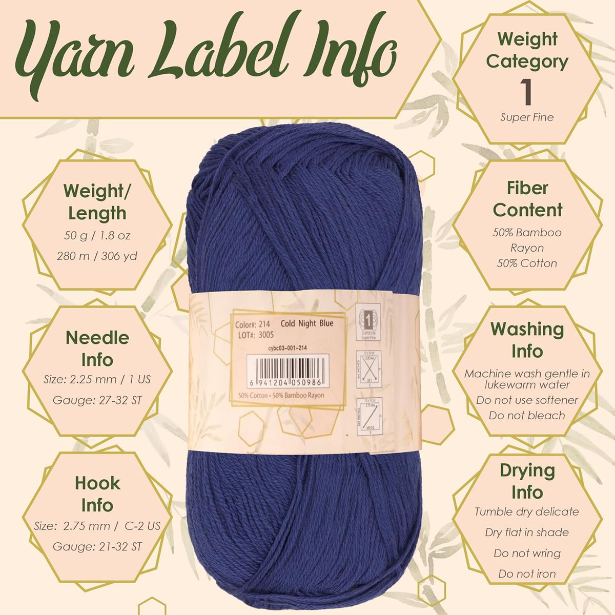 JubileeYarn Baby Soft Bamboo Cotton Yarn - Peach Cobbler - 4 Skeins