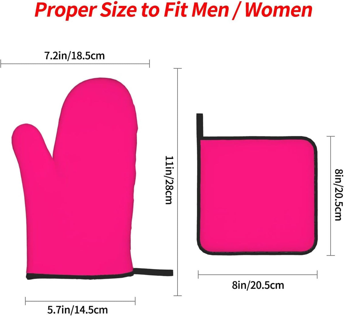 4PCS Oven Mitts and Pot Holders Sets, Solid Rose Deep Pink Oven Mitts Set Heat Resistant Kitchen Microwave Gloves Safe for Baking,Cooking, BBQ