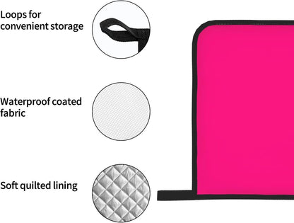 4PCS Oven Mitts and Pot Holders Sets, Solid Rose Deep Pink Oven Mitts Set Heat Resistant Kitchen Microwave Gloves Safe for Baking,Cooking, BBQ