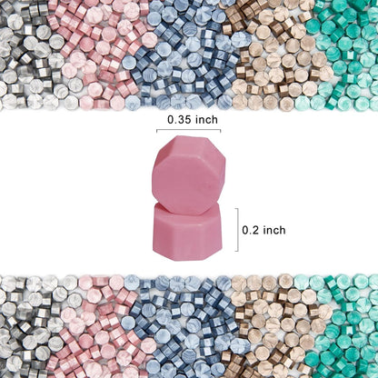 200pcs Pink Sealing Wax Beads Octagon Dusty Rose Wax Seal Beads Bulk for Wedding Invitations Xmas Gift Wrapping Card Envelope Seal