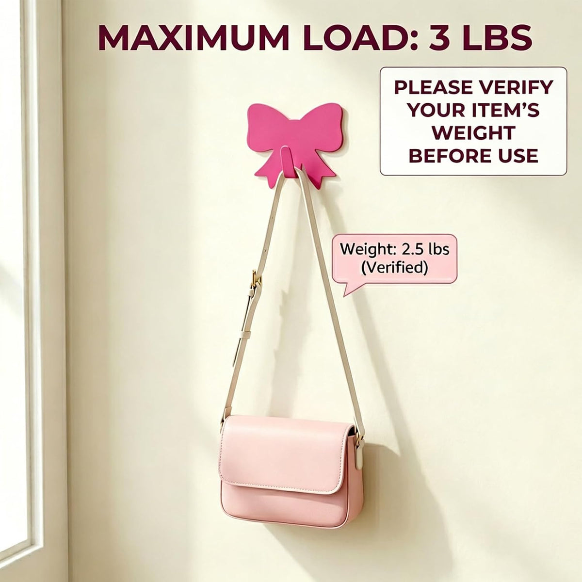 8 Pcs Cute Adhesive Wall Hooks,Small Kawaii Bow Knot Decor Hook for Hanging