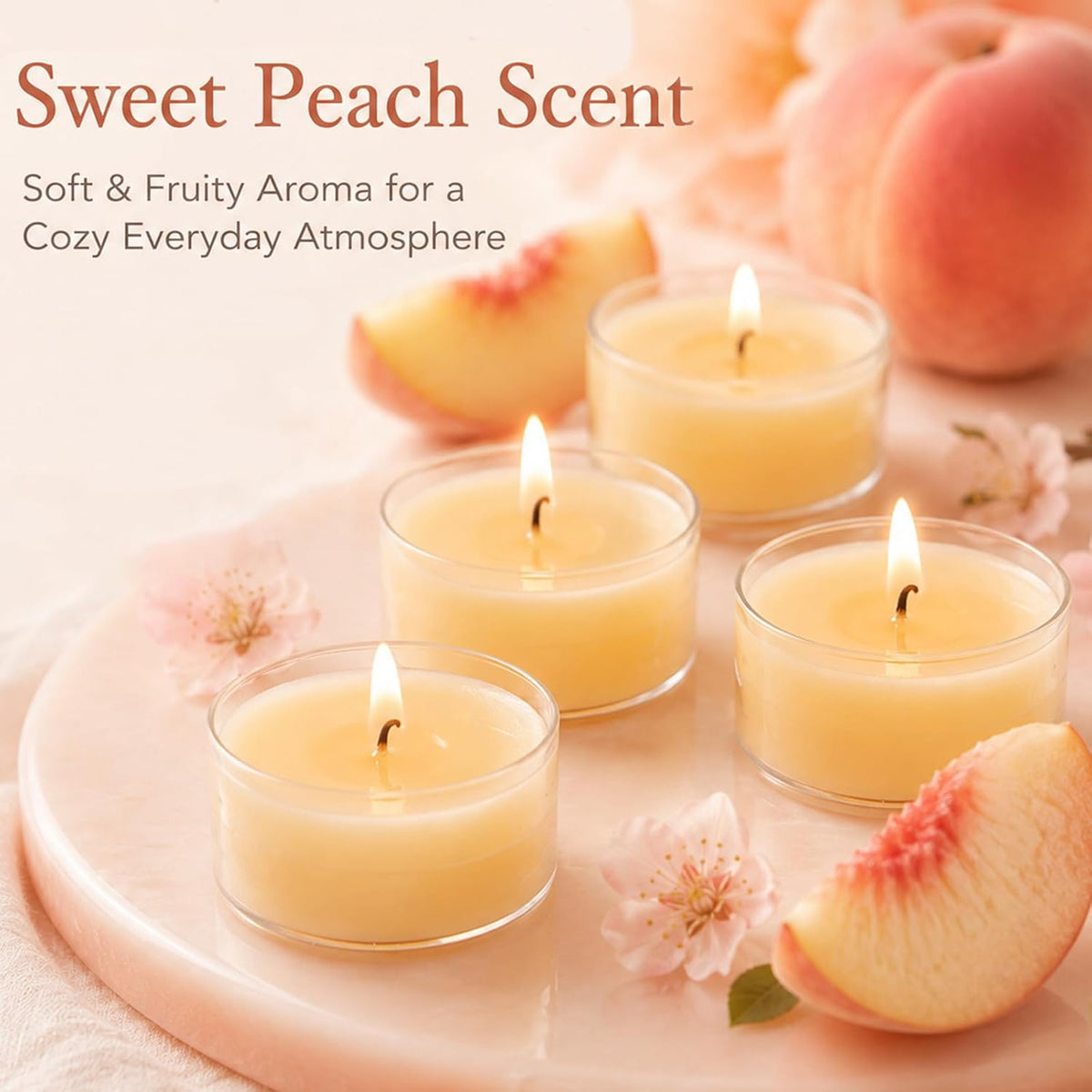 Scented Tealight Candles 16 Packs, Beeswax Blend Peach Tea Candle