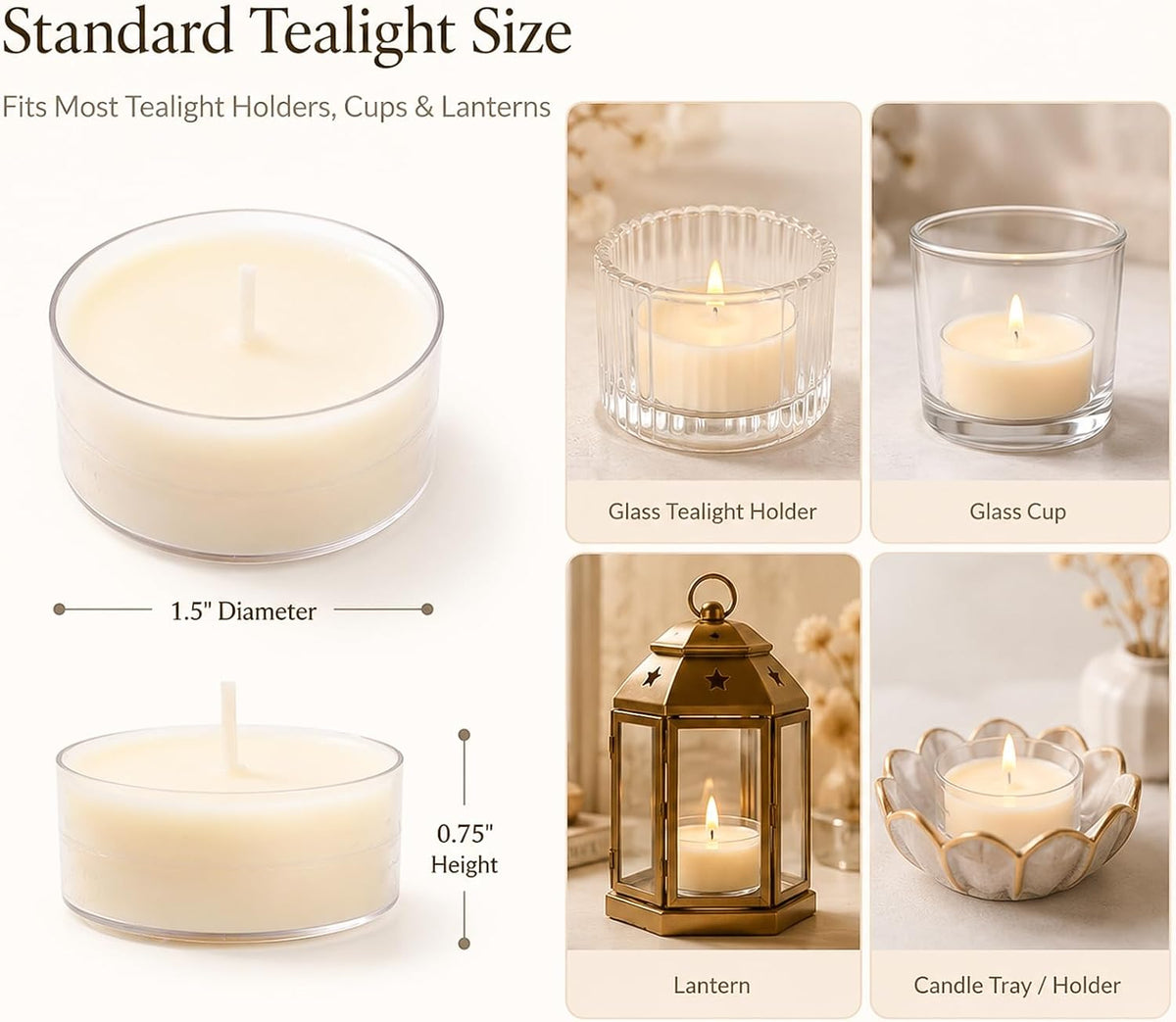 Scented Tealight Candles 16 Packs, Beeswax Blend Peach Tea Candle
