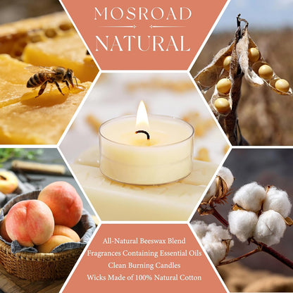 Scented Tealight Candles 16 Packs, Beeswax Blend Peach Tea Candle