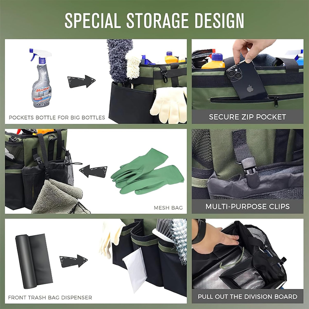 Cleaning tools, handbags, deep cleaning, housekeeping services, cleaning bags, butler's car storage bags (Pink)