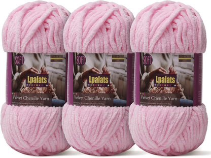 Baby Blanket Yarn for Crocheting Soft, #6 Pink Super Bulky Chenille Yarn