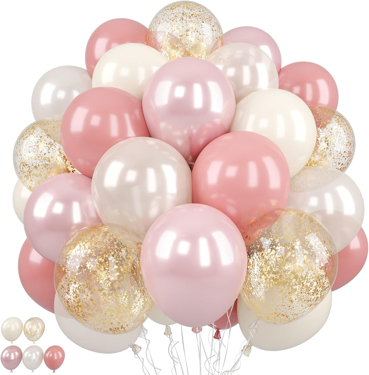 Pink and Gold Balloons, 50PCS 12 Inch Double Stuffed Metallic Balloons