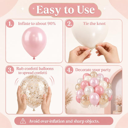 Pink and Gold Balloons, 50PCS 12 Inch Double Stuffed Metallic Balloons