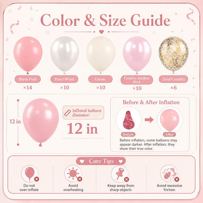 Pink and Gold Balloons, 50PCS 12 Inch Double Stuffed Metallic Balloons