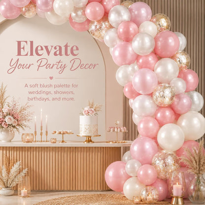 Pink and Gold Balloons, 50PCS 12 Inch Double Stuffed Metallic Balloons