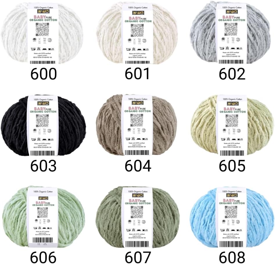 BabyPure Organic Cotton Yarn – 100% Organic Cotton – Made with GOTS Certified Cotton – Soft Baby Yarn – 3 or 6 Skein Pack (3, Warm Peach)