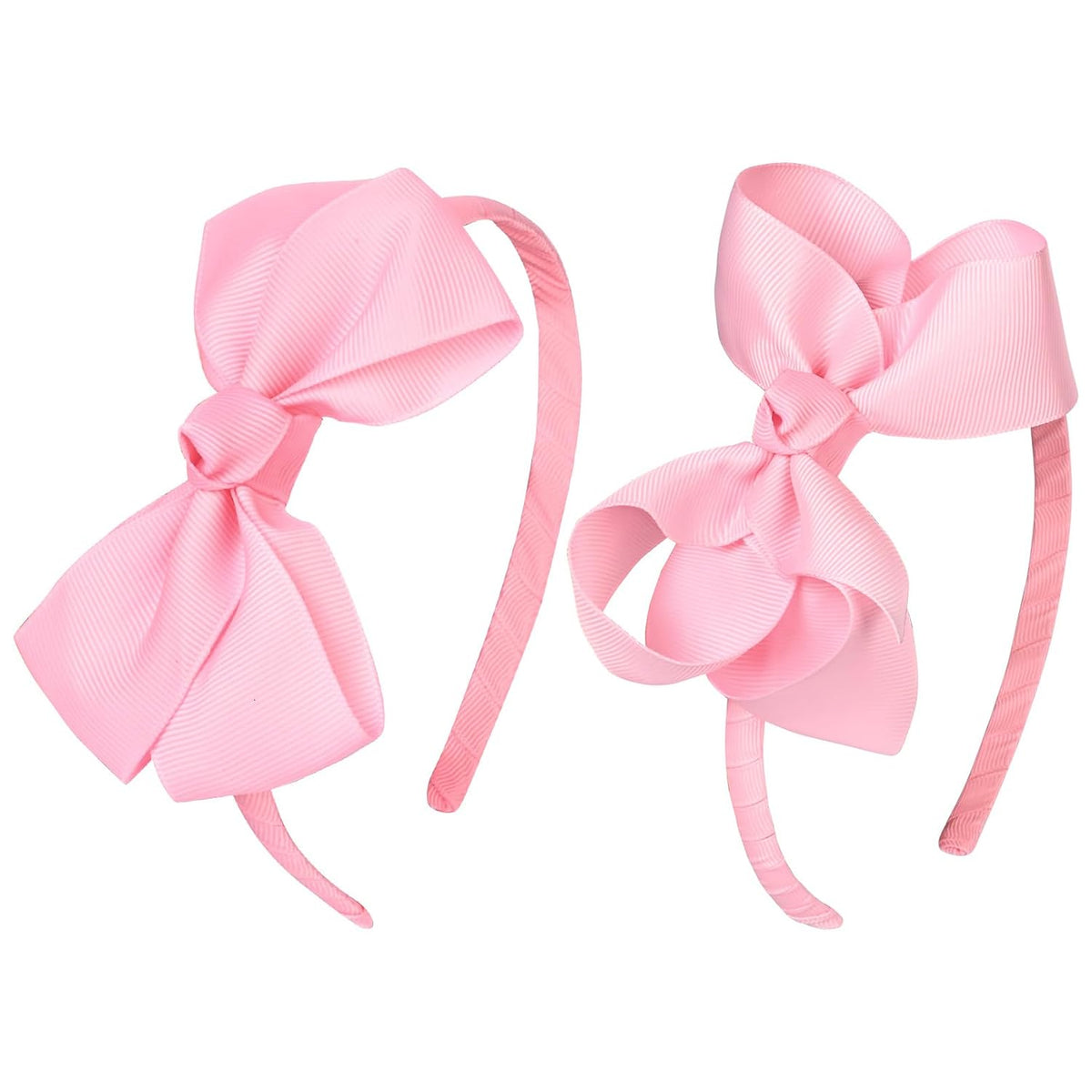 2 PCS 4" Light Pink Bow Headband Grosgrain Ribbon Hair Bows Hair Band Accessories Set of 2 -Light Pink