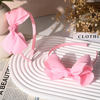 2 PCS 4" Light Pink Bow Headband Grosgrain Ribbon Hair Bows Hair Band Accessories Set of 2 -Light Pink