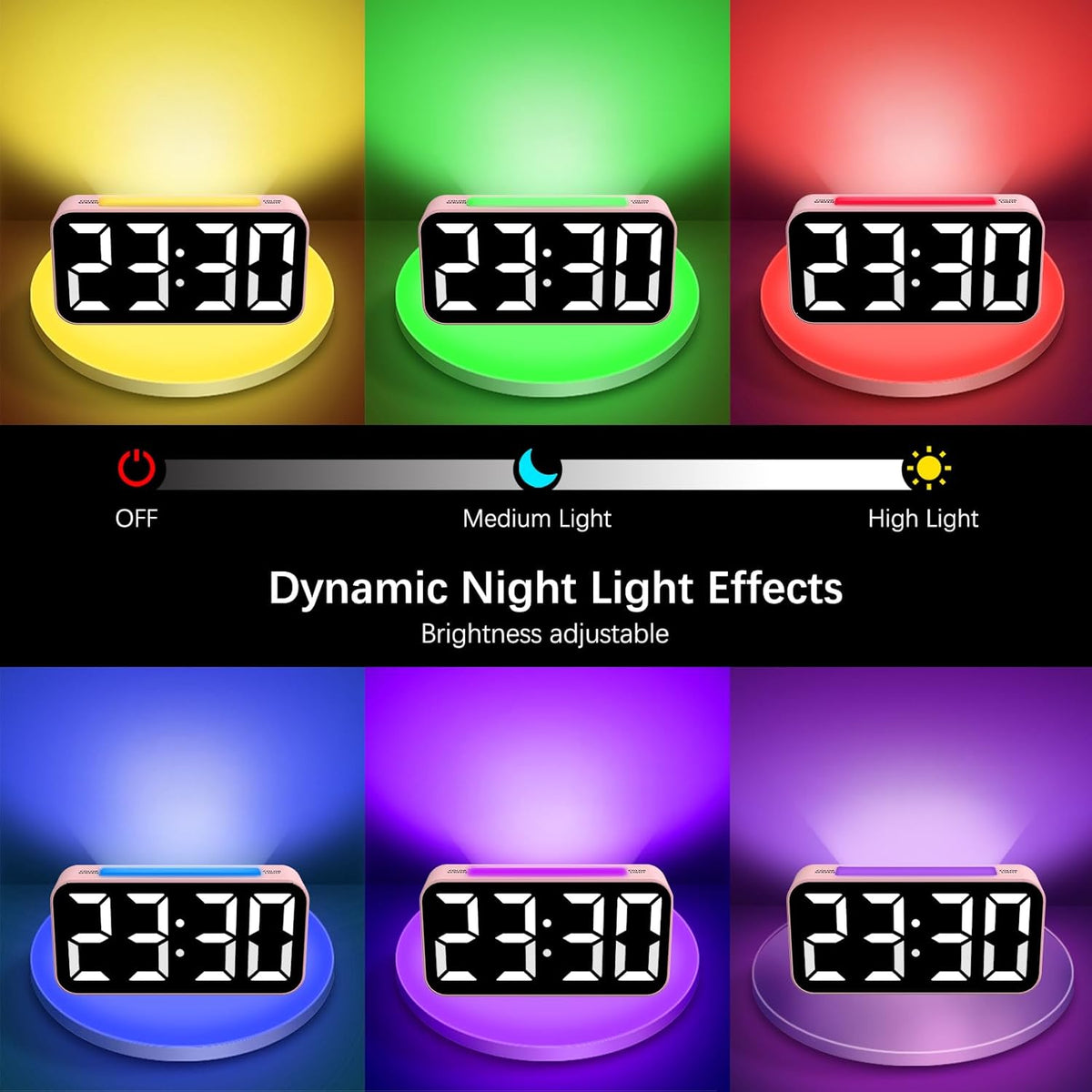 Loud Alarm Clocks for Bedrooms Heavy Sleepers, Digital Clock with Night Light, Large Display, Dual Alarm, Snooze, Dimmable Bedside Alarm Clock for Teens