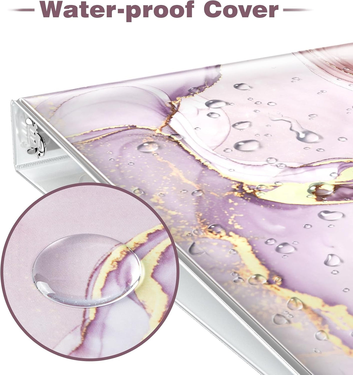Cute 3 Ring Binder 1 Inch, Letter-Size PVC Cover (Pink Marble)
