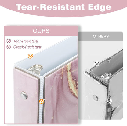 Cute 3 Ring Binder 1 Inch, Letter-Size PVC Cover (Pink Marble)