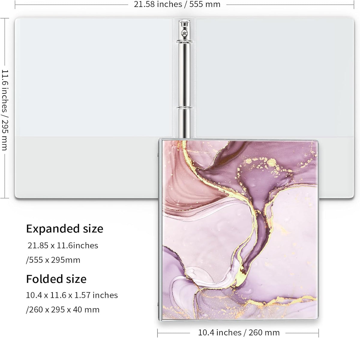 Cute 3 Ring Binder 1 Inch, Letter-Size PVC Cover (Pink Marble)