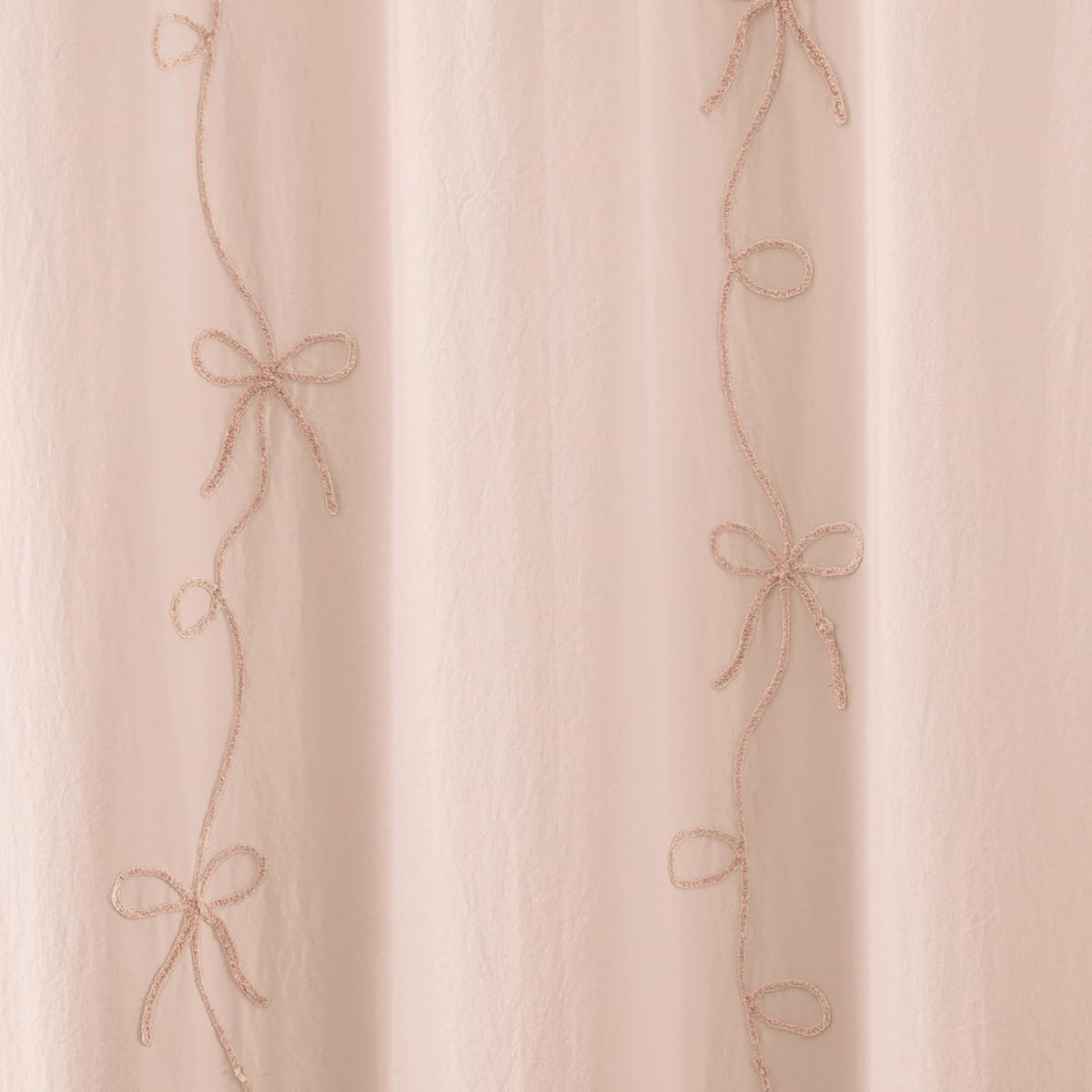 100% Cotton Fabric Shower Curtain for Bathroom, 72 x 72 inches, Blush Sasha Bows