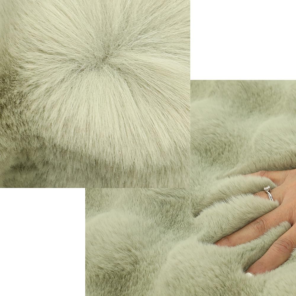 Faux Rabbit Hair Carpets Square Chair Cover Seat Cushion Area Rugs 12x12in (Pink)
